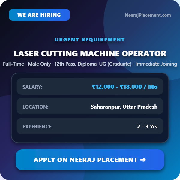 Laser Cutting Machine Operator — Photo 1