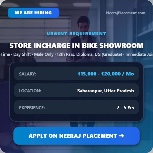 Store Incharge in Bike Showroom — Photo 1