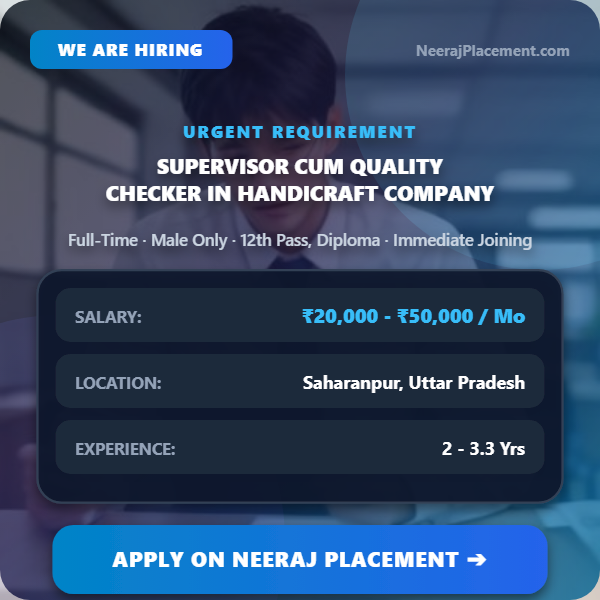 Supervisor cum Quality Checker in Handicraft Company — Photo 1