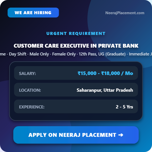 Customer Care Executive in Private bank — Photo 1