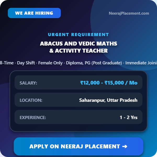 Abacus and Vedic Maths & Activity Teacher — Photo 1