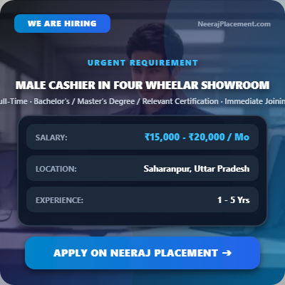 Male Cashier in Four Wheeler Showroom - Saharanpur — Photo 1
