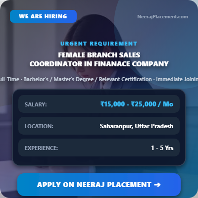 Branch Sales Coordinator in Finance Company at Saharanpur — Photo 1