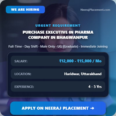 Purchase Executive in Pharma Company in Bhagwanpur — Photo 1
