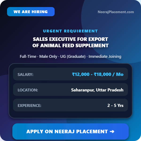 Sales Executive for Export of Animal Feed Supplement — Photo 1