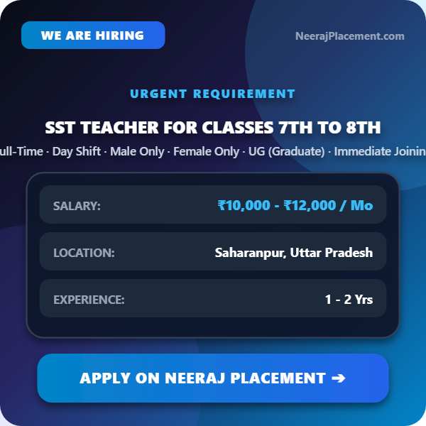 SST Teacher for Classes 7th to 8th — Photo 1
